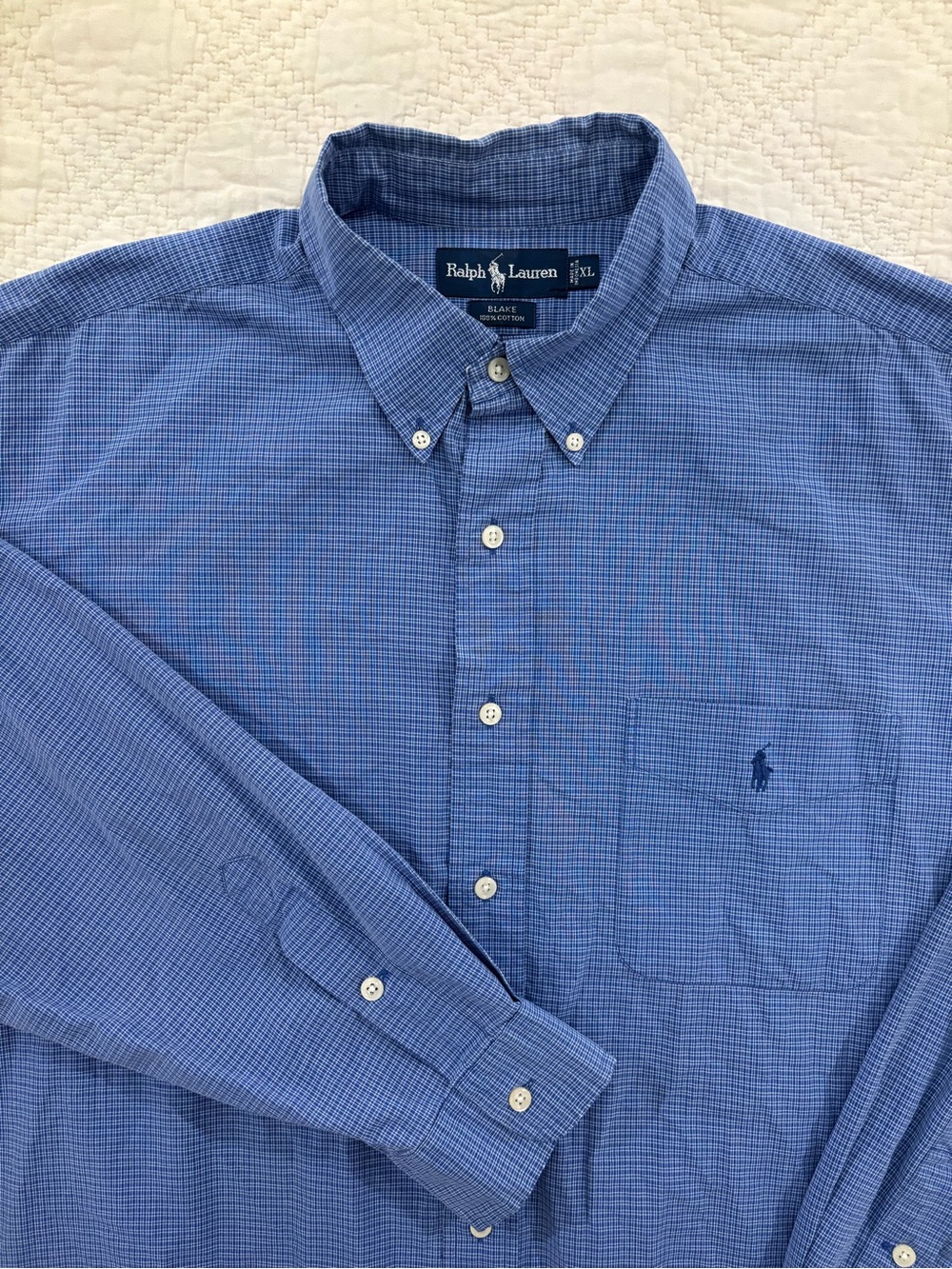 Polo Ralph Lauren Blake Button Down Shirt Mens XL Long Sleeve Blue Plaid Check